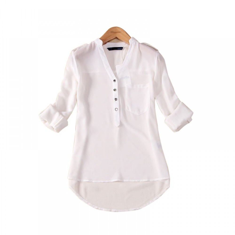 Buy Elegant Long Sleeve Cotton Shirt for Women-White | Fashion ...