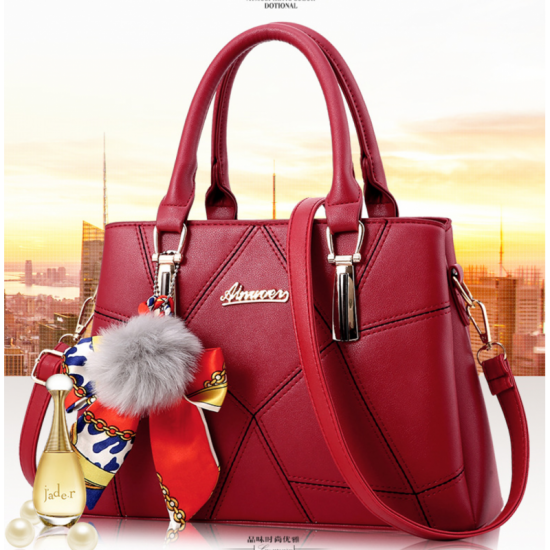 Women Fashion Large Korean Version Messenger Hand Bag-Red image