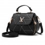 Women Fashion V Small Square Shape Handbag-Black