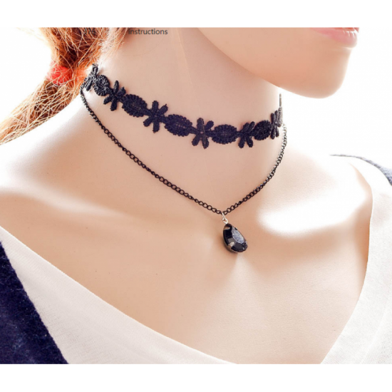 thin black lace choker