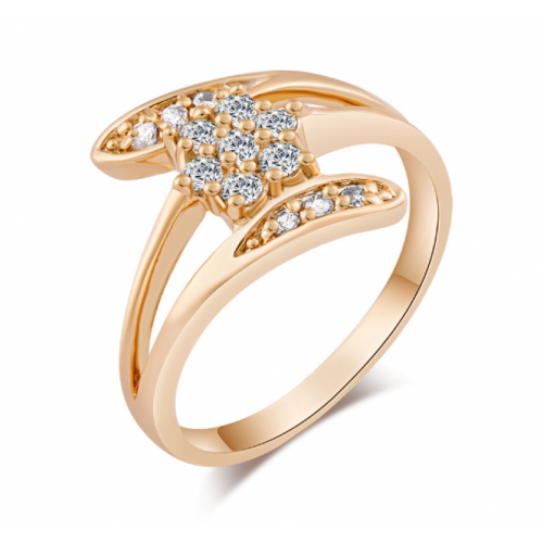 Zirconium Crystals New Fashion Palm Gold Plated Rings-Gold image