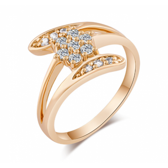 Zirconium Crystals New Fashion Palm Gold Plated Rings-Gold image