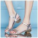 Summer Stylish Fish Mouth Diamond High Heel Buckle Sandals-Silver image