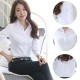 Women Summer Cotton Long Sleeves Casual Shirt-White image