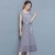 Women Summer Elegant Short Sleeved Chiffon Party Dress - Grey