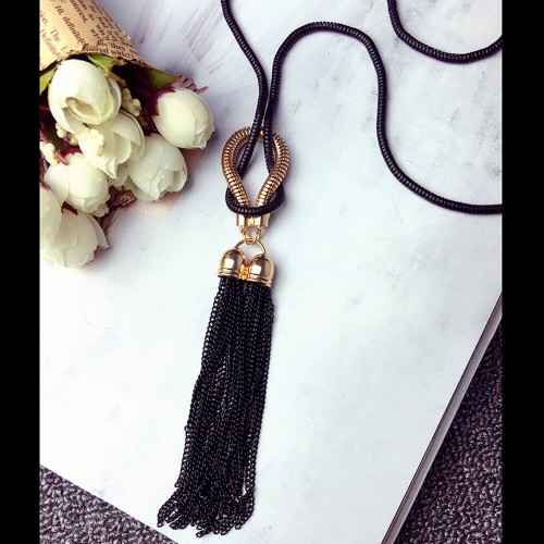 New Arrival Female Pendant Tassel Necklace-Black image