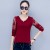 Casual Long Sleeve Crew Neck Women Blouse-Red