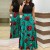 Women's Boho Patchwork Floral Short Sleeve Maxi Dress-Black