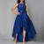 Women Fashion High Low Belted Sleeveless Lace dress-Blue