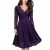Lace Patchwork V Neck Flare Knee Length Dress-Purple
