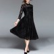 Lace Flare Sleeve Stand Collar A Line Maxi Dress