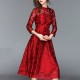 Lace Flare Sleeve Stand Collar A Line Maxi Dress