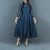 Lace Flare Sleeve Stand Collar A Line Maxi Dress-Blue