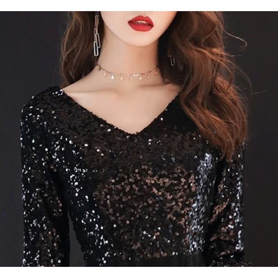 New Elegant Fashion Evening Long Maxi dress-Black image