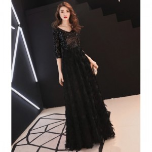 New Elegant Fashion Evening Long Maxi dress-Black