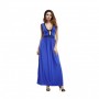 New European Elegant Style Deep V-Neck Long Maxi Dress-Blue