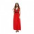 New European Elegant Style Deep V-Neck Long Maxi Dress-Red