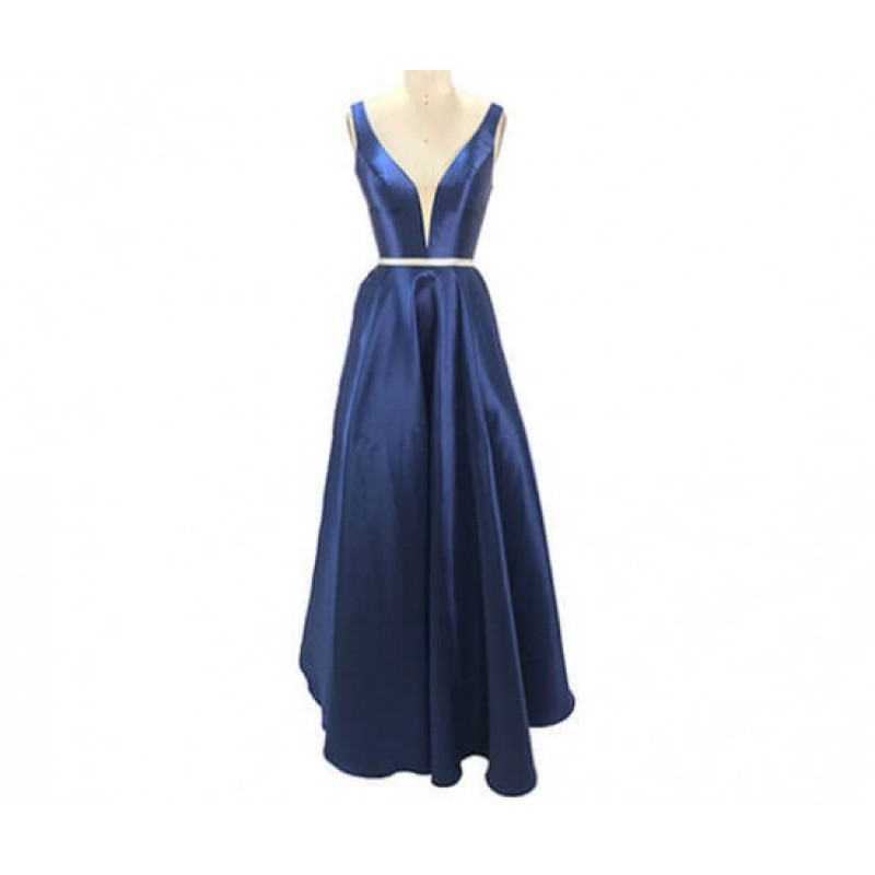 Burst Banquet Sleeveless Long Prom Dress-Blue image