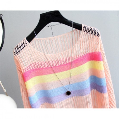 Round Neck Loose Waist Full Sleeves Stripped Printed Blouse