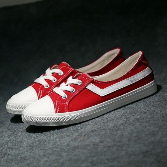 red canvas shoes women