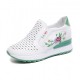 Floral Embroidered Slop Bottom Women Sports Shoes-Green image