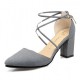 High Heeled American Style Pointed Suede Women Shoes-Grey image