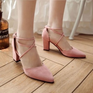 High Heeled American Style Pointed Suede Women Shoes-Pink