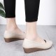 Professional Ladies Soft Leather Shallow Mouth Flat Shoes-Brown image