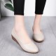 Professional Ladies Soft Leather Shallow Mouth Flat Shoes-Brown image