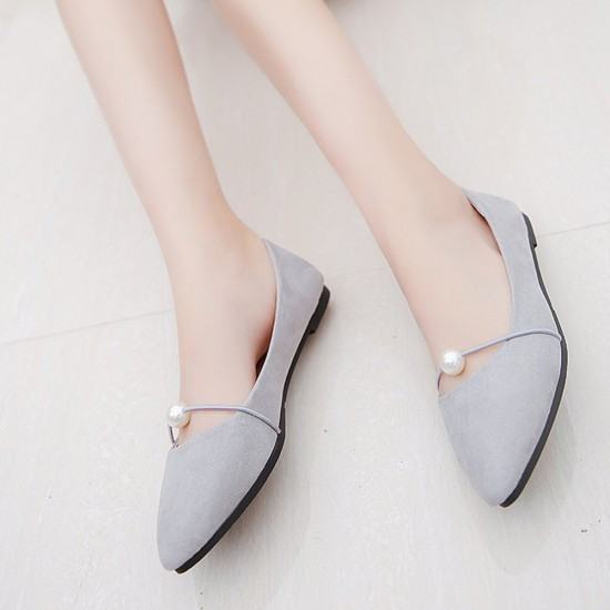 grey suede flat shoes