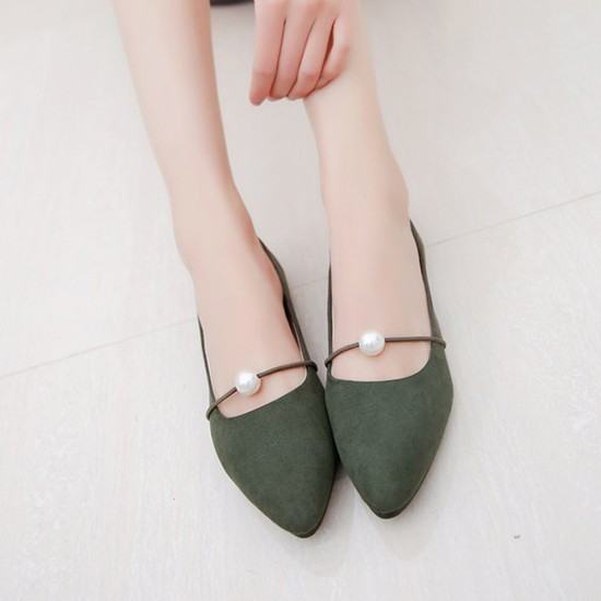 green suede flat shoes