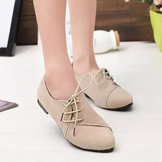 Summer Leather Flat Shoes-Cream 