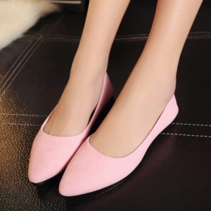 Frosted Shallow Mouth Suede Flat Shoes-Pink