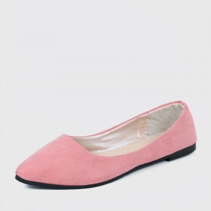 Frosted Shallow Mouth Suede Flat Shoes-Pink