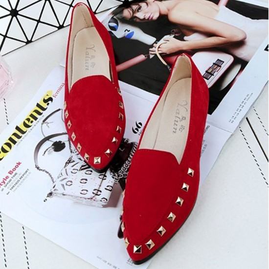 red suede casual slip on