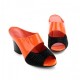 Latest Hollow Rough High Heels Casual Slippers-Orange image