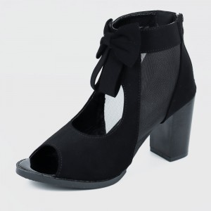 Waterproof Thick Platform With Bow Tide Sandals-Black