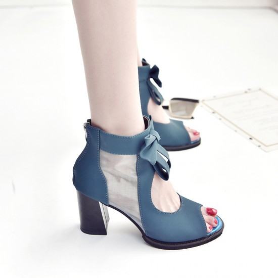 Waterproof Thick Platform With Bow Tide Sandals-Blue image