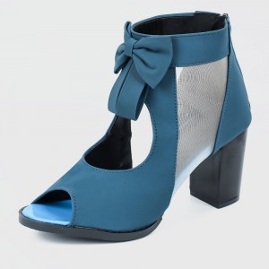 Waterproof Thick Platform With Bow Tide Sandals-Blue