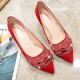 Rhinestone Designed Sweet Shallow Mouth 3cm Low Heel Shoes-Red image