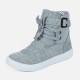 Flat Bottom Canvas Breathable Casual Sneaker Boots-Grey image