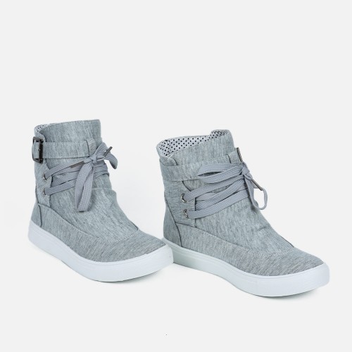 Flat Bottom Canvas Breathable Casual Sneaker Boots-Grey image