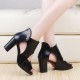 Roman New Style Soft Leather High Heels Sandal-Black image