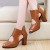 Roman Soft Leather High Heels Sandal-Brown