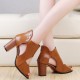 Roman Soft Leather High Heels Sandal-Brown image