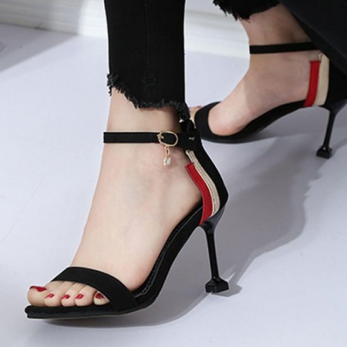 Wine Glass Style High Heel Open Toed Sandals For Women-Black image