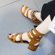 Roman Fashion Thick Bottom Retro Leather Shoes-Brown image