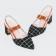 Women's Chunky Block Heels Pointed Toe Buckle Shoes-Black image