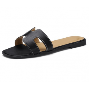 Casual Flip Flop H-Type Fashion Wear Women Slipper-Black