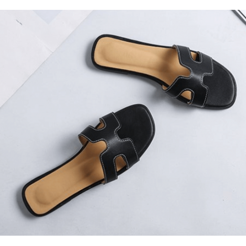 Casual Flip Flop H-Type Fashion Wear Women Slipper-Black image